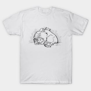 Napping lion with kittens T-Shirt